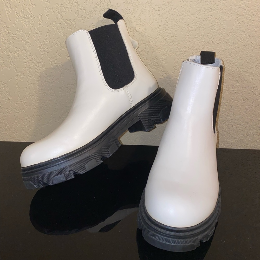 Chunky white boots